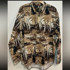 Field Tested  Lg Bird Dog Duck Camp Button Down Western Festival Hunting Cowboy
